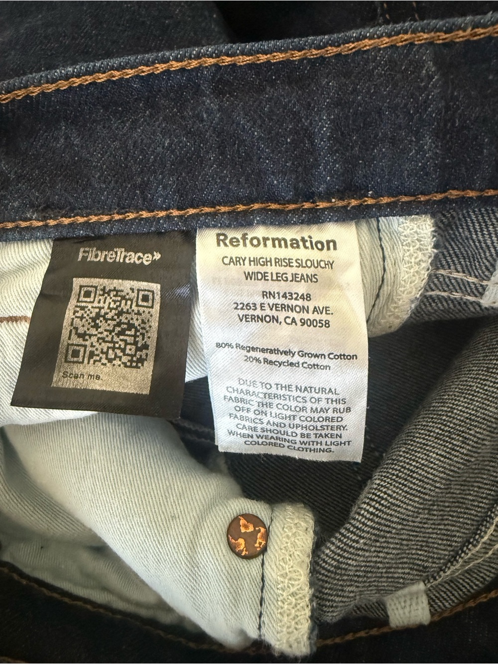 Reformation Cary High Rise Wide-Leg Jeans in Dark Blue - Picture 5 of 5